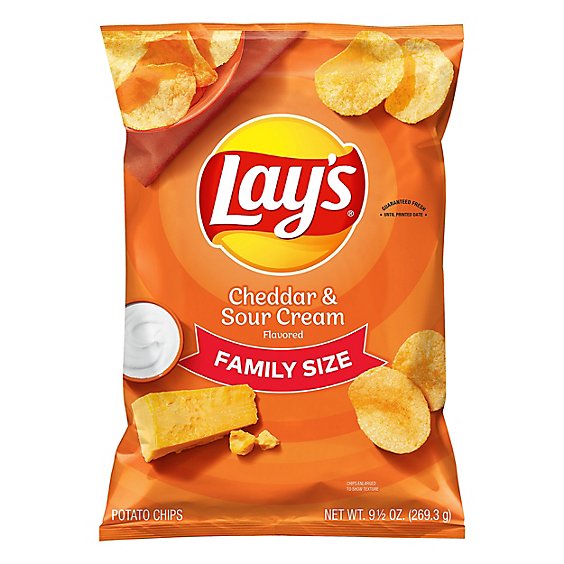 Lays Cheddar And Sour Cream Potato Chips Bag - 9.5 Oz