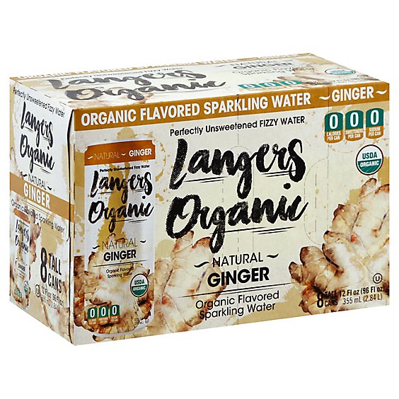 Langers Organic Sparkling Water Organic Ginger Natural - 8-12 Fl. Oz.