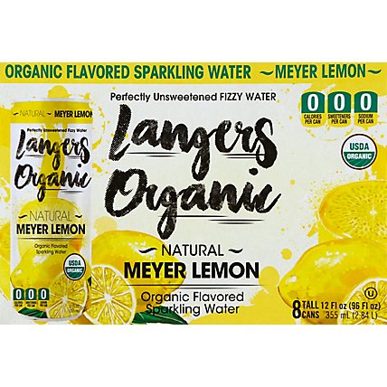 Langers Organic Meyer Lemon Sparkling Water - 8-12 Fl. Oz. - Image 3