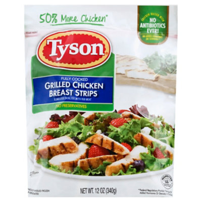 Tyson Grilled & Ready Fully Cooked Grilled Chicken Breast Strips - 12 ...