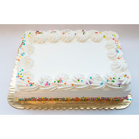 Bakery Cake 1/4 Sheet White With White Icing - Each