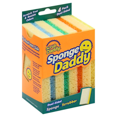 Scrub Daddy Sponge Daddy Dual-Sided Sponge+Scrubber, 4 count