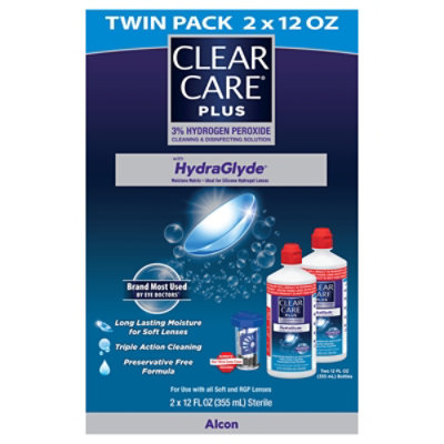 CLEAR CARE Plus Lens Solution Cleaning & Disinfecting With HydraGlyde - 2-12 Fl. Oz. - Image 2