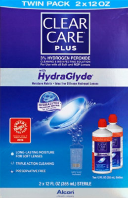 CLEAR CARE Plus Lens Solution Cleaning & Disinfecting With HydraGlyde - 2-12 Fl. Oz. - Image 2