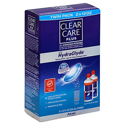 CLEAR CARE Plus Lens Solution Cleaning & Disinfecting With HydraGlyde - 2-12 Fl. Oz. - Image 1
