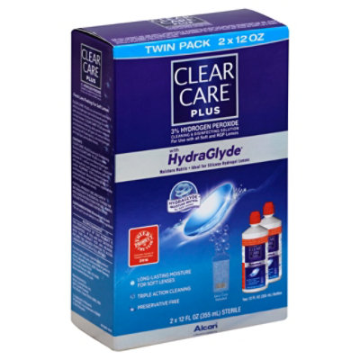 CLEAR CARE Plus Lens Solution Cleaning & Disinfecting With HydraGlyde - 2-12 Fl. Oz.