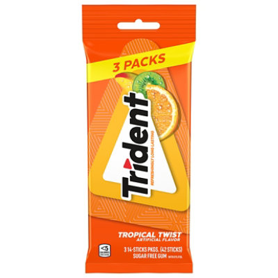 Trident Gum Sugar Free With Xylitol Tropical Twist - 42 Count