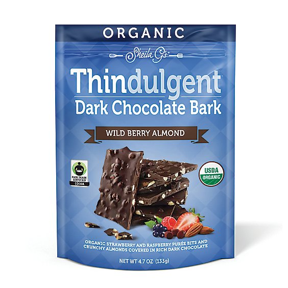 Sheila G Thindulgent Organic Dark Chocolate Wildberry Almond Bark - 4.7 Oz
