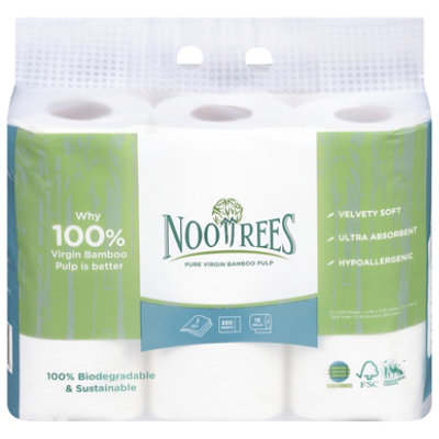 NooTrees Toilet Tissue Bamboo Soft Strong Absorbent Rolls 3-Ply Bag - 12 Roll - Image 2