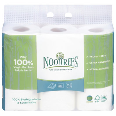 NooTrees Toilet Tissue Bamboo Soft Strong Absorbent Rolls 3-Ply Bag - 12 Roll - Image 1