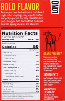 Lono Life Bone Broth Paleo Gluten-Free Gass Fed Beef Stick Packs - 4-0.53 Oz - Image 5
