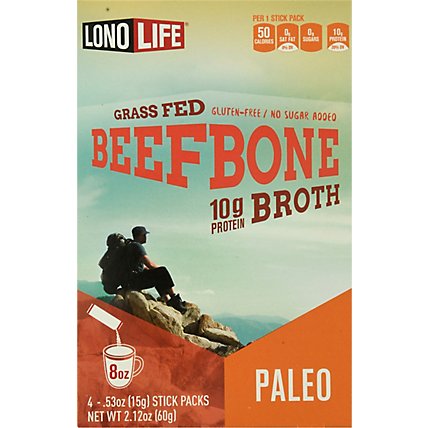 Lono Life Bone Broth Paleo Gluten-Free Gass Fed Beef Stick Packs - 4-0.53 Oz - Image 2
