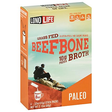 Lono Life Bone Broth Paleo Gluten-Free Gass Fed Beef Stick Packs - 4-0.53 Oz - Image 1