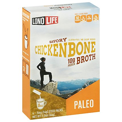 LonoLife Broth Savory Chicken Bone Paleo - 4-0.56 Oz - Image 1