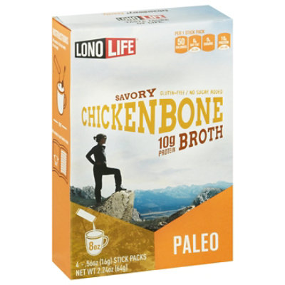 LonoLife Broth Savory Chicken Bone Paleo - 4-0.56 Oz