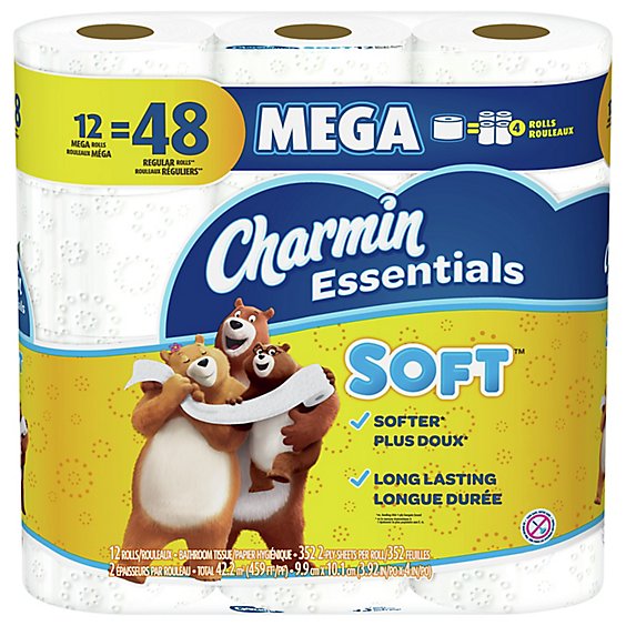 Charmin Essentials Bathroom Tissue Mega Rolls Soft - 12 Roll