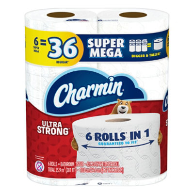 Charmin Ultra Strong Bathroom Tissue Super Mega Rolls 2 Ply - 6 Roll - Image 3
