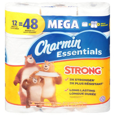  Charmin Essentials Bathroom Tissue Strong Mega Roll - 12 Roll 