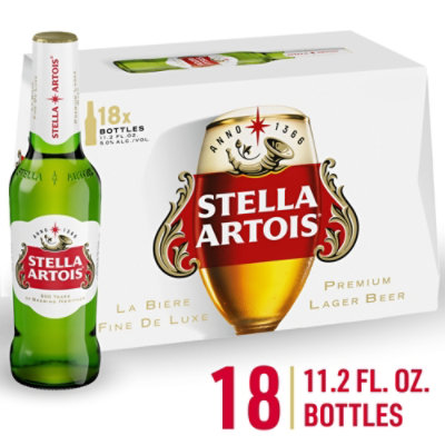 Stella Artois Premium Lager Beer Glass Bottles 5% ABV - 18-11.2 Oz - Image 1