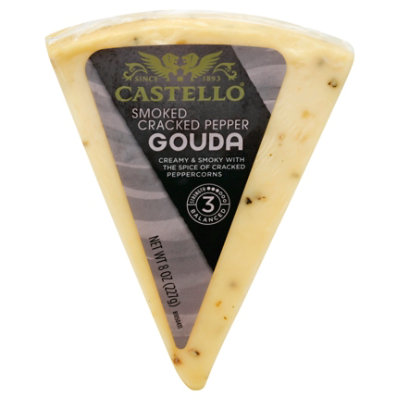 Castello Smoked Cracked Pepper Gouda Cheese Pie Cut Wedge - 8 Oz