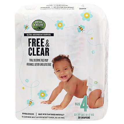 Open Nature Free & Clear Diapers Ultra Absorbent Size 4 - 30 Count - Image 3