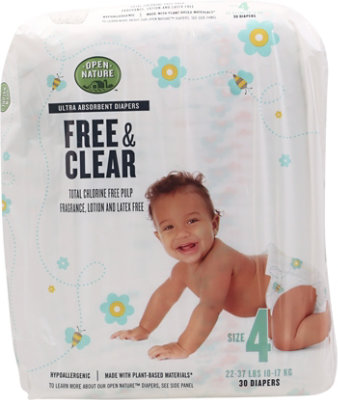 Open Nature Free & Clear Diapers Ultra Absorbent Size 4 - 30 Count - Image 2