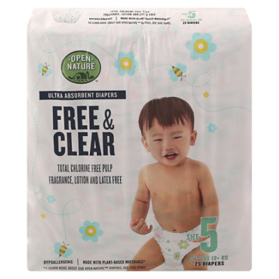 Open Nature Free & Clear Diapers Ultra Absorbent Size 5 - 25 Count - Image 4