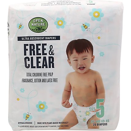 Open Nature Free & Clear Diapers Ultra Absorbent Size 5 - 25 Count - Image 2