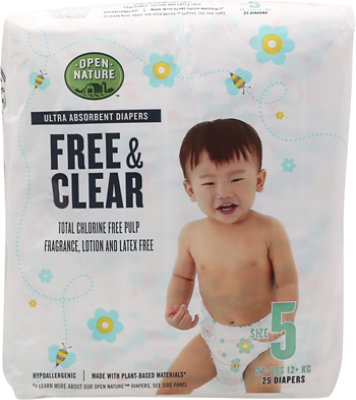 Open Nature Free & Clear Diapers Ultra Absorbent Size 5 - 25 Count - Image 2