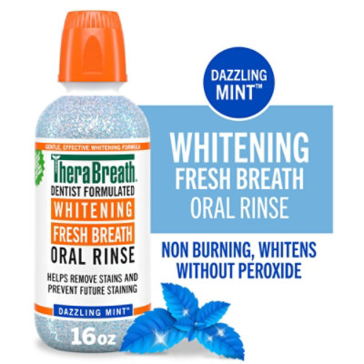 TheraBreath Dazzling Mint Whitening Mouthwash Dentist Formulated -16 Fl. Oz. - Image 1