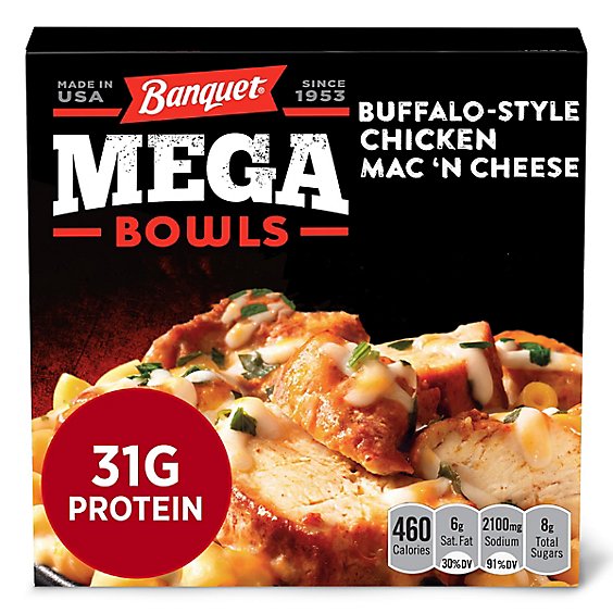 Banquet Mega Bowls Buffalo Style Chicken Mac N Cheese Frozen Meal - 14 Oz
