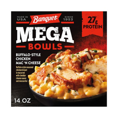 Banquet Mega Bowls Buffalo Style Chicken Mac N Cheese Frozen Meal - 14 Oz