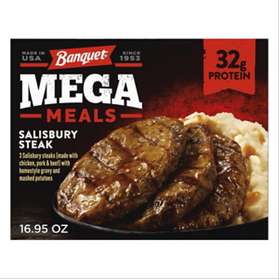 Banquet Mega Meals Salisbury Steak Frozen Dinner - 16.95 Oz