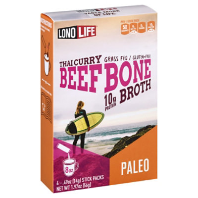 Lono Life Bone Broth Paleo Gluten-Free Grass Fed Beef Thai Curry Stick Packs - 4-0.49 Oz - Image 1