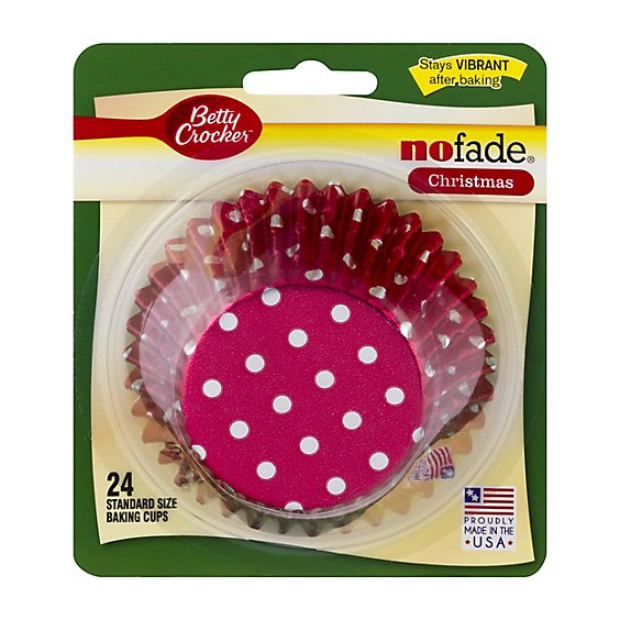 Betty Crocker Liners Polka Dot Red Silver - 24 Count