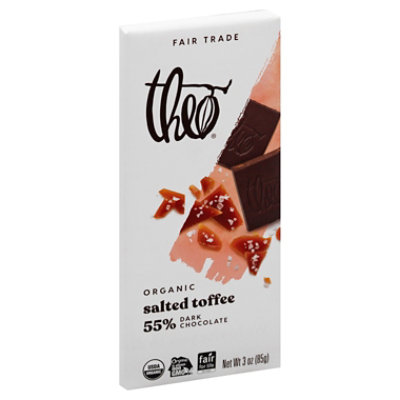 Theo Bar 55pct Dark Chocolate Salted Toffee - 3 Oz - Image 1