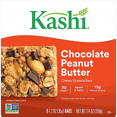 Kashi Chewy Granola Bars Fiber Bars Chocolate Peanut Butter 6 Count - 7.4 Oz