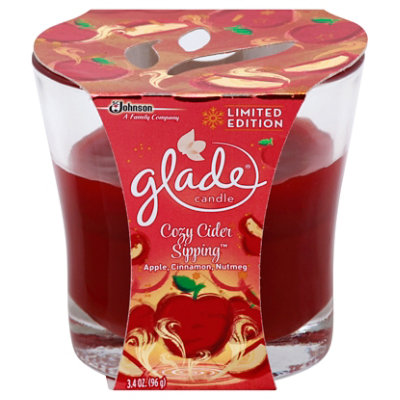 Glade Candle Cozy Cider Sipping Apple Cinnamon Nutmeg - 3.4 Oz