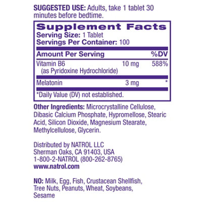 Natrol Melatonin Tablets 3 mg Time Release - 100 Count - Image 2