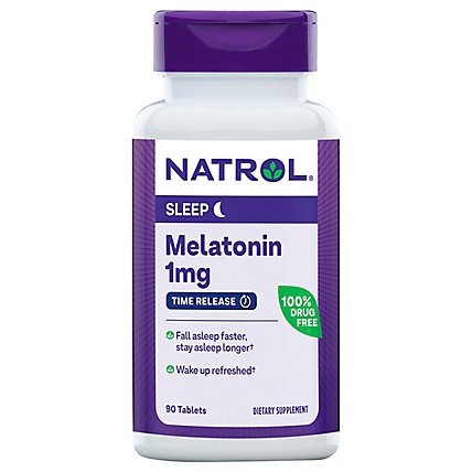 Natrol Melatonin Time Release 1mg Dietary Supplement 90 Tablets - 90 Count - Image 1