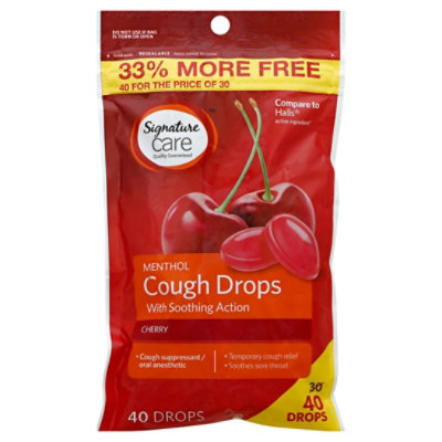 Signature Care Cough Drops Menthol Soothing Action Cherry 40 Count Safeway