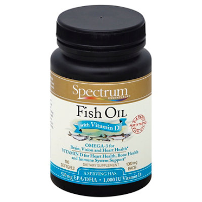 Spectrum Essentials Fish Oil Vitamin D 100 Count Haggen