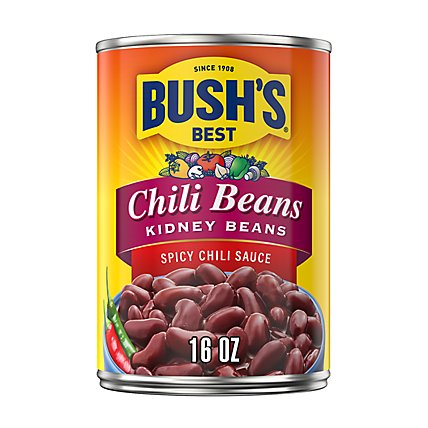 BUSH'S BEST Dark Red Kidney Beans in a Spicy Chili Sauce - 16 Oz - Image 1