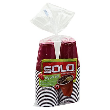SOLO Cups Plastic Squared Colored - 50 Count - Image 1