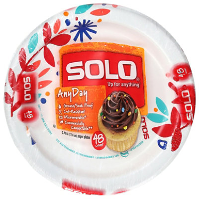 SOLO Up For Anything Paper Plates Heavy Duty 6.785 Inch - 48 Count