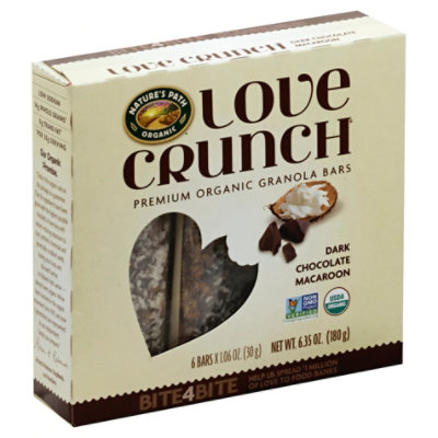 Natures Path Organic Love Crunch Granola Bars Dark Chocolate Macaroon 6 Count - 6.35 Oz