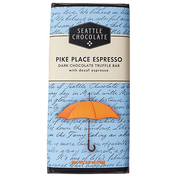 Seattle Chocolate Pike Place Espresso Chocolate Bar - 2.5 Oz