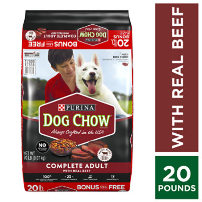 Dog Chow Dog Food Dry Complete Real Beef - 20 Lb
