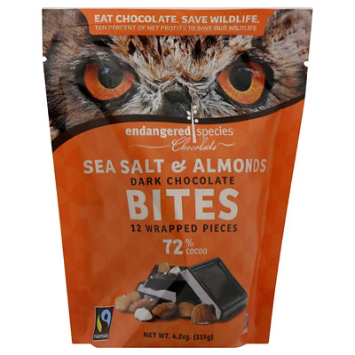 Endangered Species Dark Chocolate Bites 72% Cocoa With Sea Salt & Almonds - 4.2 Oz - Image 4