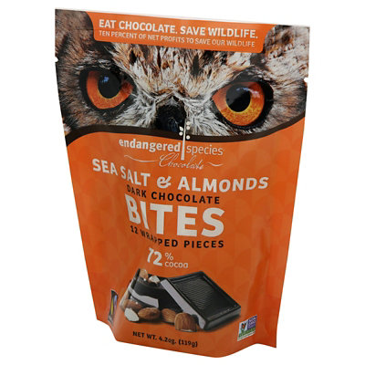 Endangered Species Dark Chocolate Bites 72% Cocoa With Sea Salt & Almonds - 4.2 Oz - Image 3